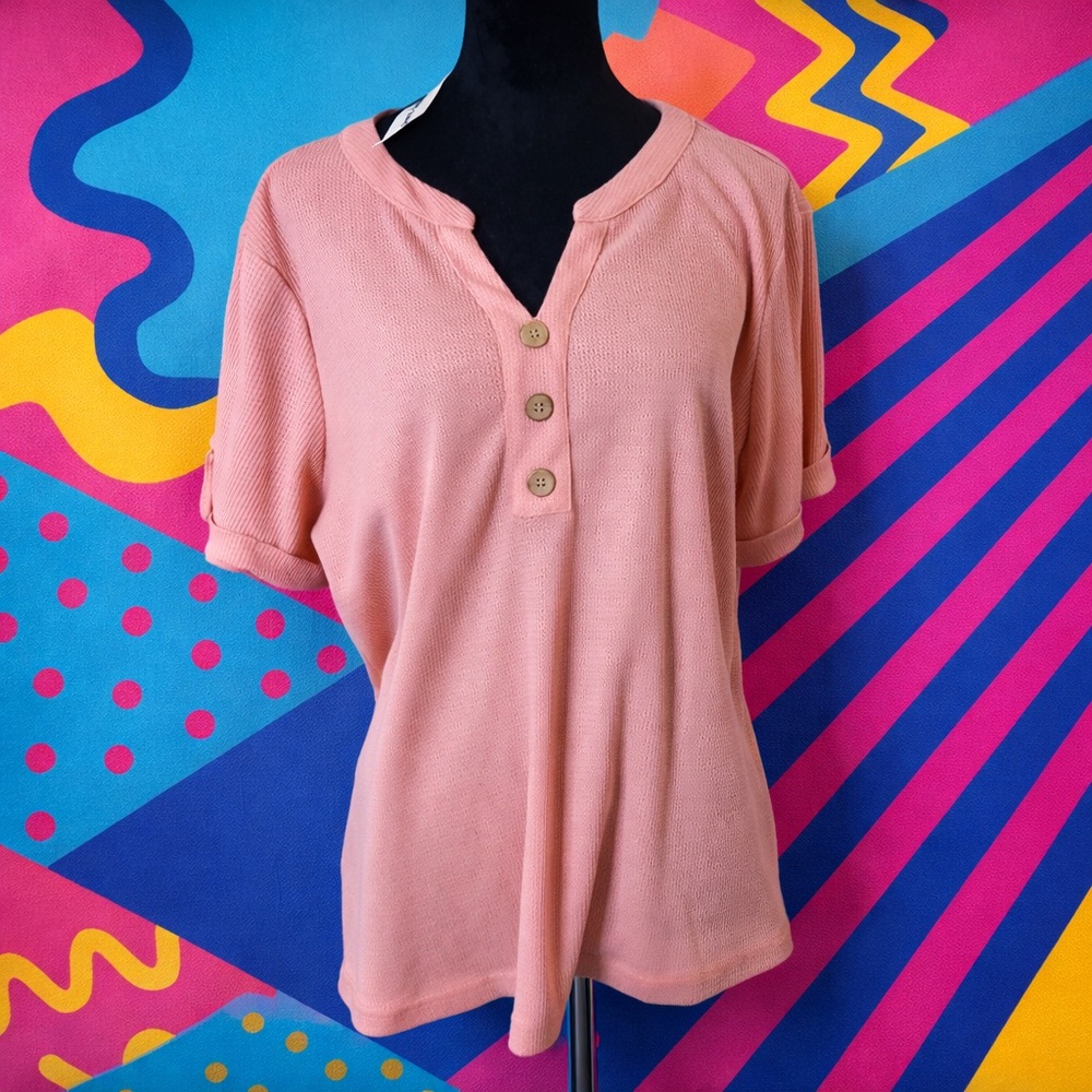 ✨BUNDLE✨Agnes Orinda Waffle Knit Henley Top + FREE Floral Kimono